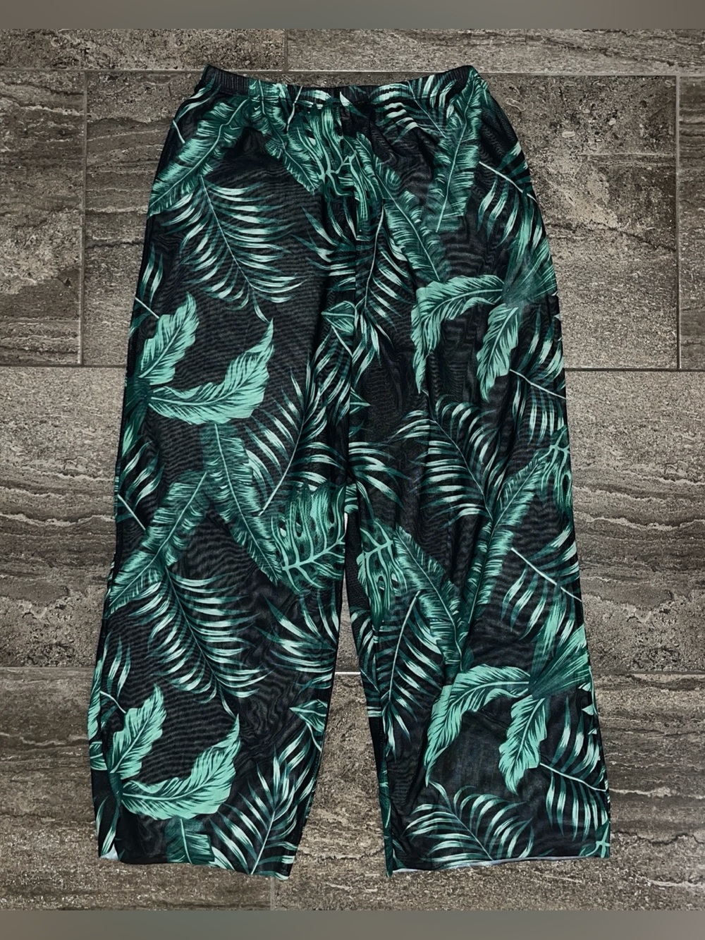 SHEIN Green & Black Tropical Print Cover Up Pants
